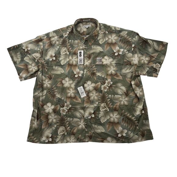 Pierre Cardin Hawaiian Shirt 4XL Big & Tall Green Floral Print NWT Made in Korea - Picture 1 of 7